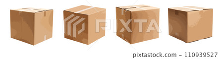 Cardboard box vector set isolated on white background Cardboard box vector set isolated on white background 110939527