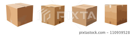 Cardboard box vector set isolated on white background Cardboard box vector set isolated on white background 110939528
