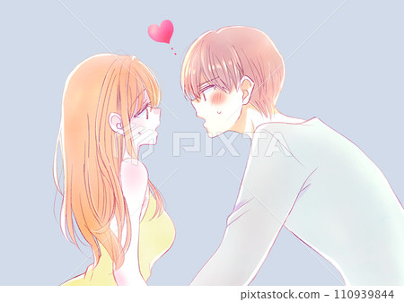A woman is confused by a man approaching her A woman is confused by a man approaching her 110939844