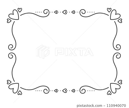 Vintage frame border divider text black line. Heart valentine separator uneditable stroke filigree rectangle greeting card restaurant menu wedding decor book cover pattern framework template isolated Vintage frame border divider text black line. Heart valentine separator uneditable stroke filigree rectangle greeting card restaurant menu wedding decor book cover pattern framework template isolated 110940070