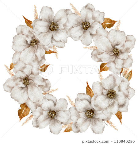 Flower wreath and frame watercolor Flower wreath and frame watercolor 110940280