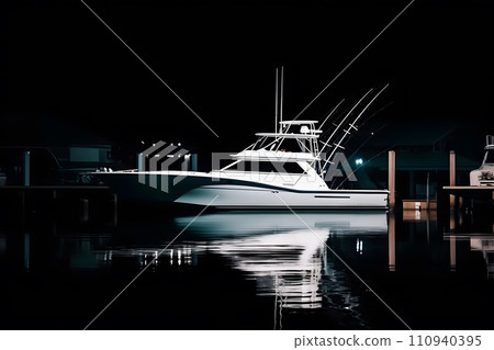 AI-generated content. Containers loading by crane in the night , Trade Port , Shipping. Neural network AI generated art 110940395