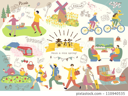 People enjoying spring trip People enjoying spring trip 110940535