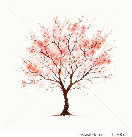 A single cherry tree in watercolor style A single cherry tree in watercolor style 110940593
