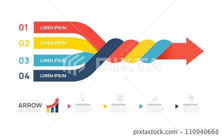 Business 4 step timeline infographic combine Arrow template. Modern milestone element timeline diagram, vector infographics. 110940668