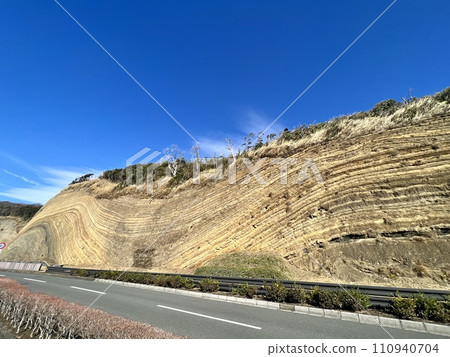 Important geological cross section of Izu Oshima and road around the island 110940704