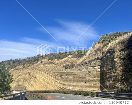 Important geological cross section of Izu Oshima and road around the island Important geological cross section of Izu Oshima and road around the island 110940712