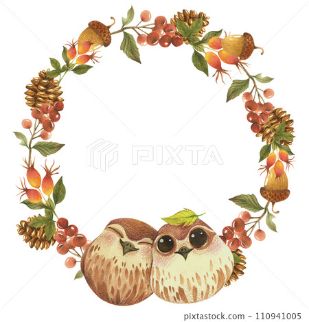 Autumn watercolor composition, Autumn flower bouquet, Thanksgiving day  110941005