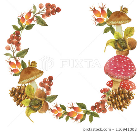 Autumn watercolor composition, Autumn flower bouquet, Thanksgiving day  110941008