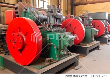 AI-generated content. Turbine generators. Hydroelectric power plant. Interior. Neural network AI generated art 110941258