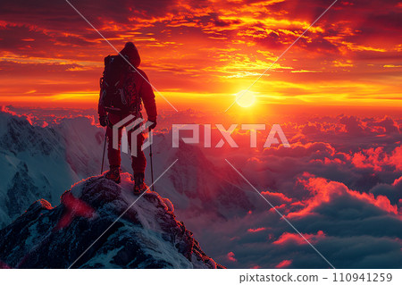 Someone who gets a sense of accomplishment from climbing a mountain 110941259