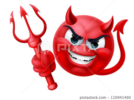 Devil Emoji Emoticon Man Face Cartoon Icon Mascot 110941480