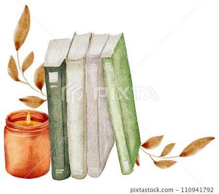 Book hand paint watercolor, Vintage element Book hand paint watercolor, Vintage element 110941792