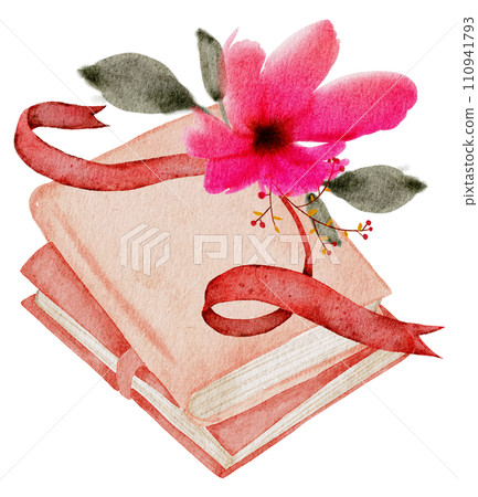Book hand paint watercolor, Vintage element 110941793