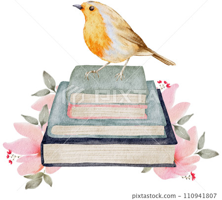 Book hand paint watercolor, Vintage element 110941807