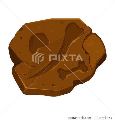 Set dinosaur fossil, paw print, reptile foot trail in cartoon style isolated on white background. Archaeological and paleontology finds. Set dinosaur fossil, paw print, reptile foot trail in cartoon style isolated on white background. Archaeological and paleontology finds. 110941934