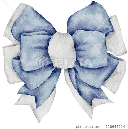 Ribbon bow ornament watercolor clipart 110942214