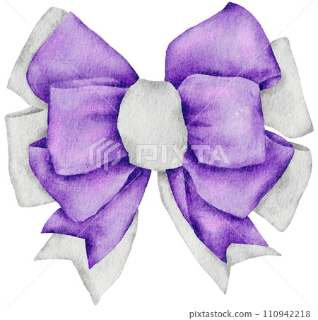 Ribbon bow ornament watercolor clipart 110942218