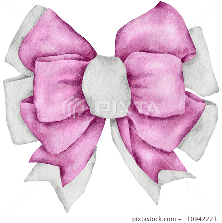 Ribbon bow ornament watercolor clipart 110942221