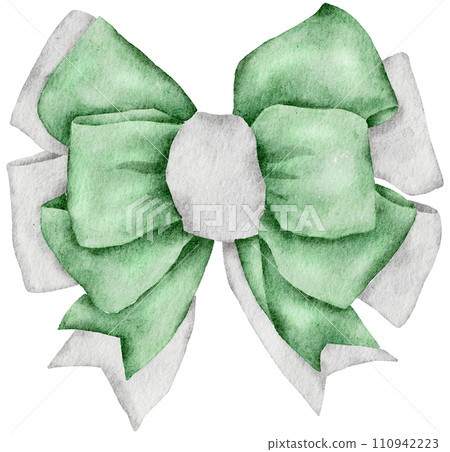 Ribbon bow ornament watercolor clipart 110942223