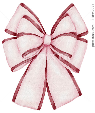 Ribbon bow ornament watercolor clipart 110942275