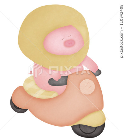 Pig drive a motorcycle Pig drive a motorcycle 110942408