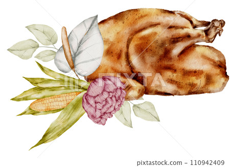 Thanksgiving autunm fall watercolor clipart 110942409