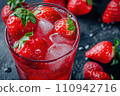 fresh strawberry lemonade with mint 110942716