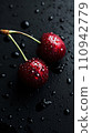 fresh ripe cherries on black background 110942779