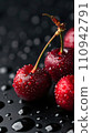 fresh ripe cherries on black background 110942791