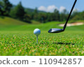 golf ball on tee 110942857