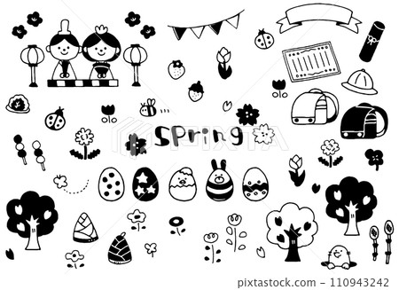 Cute spring illustration icon material set line drawing Cute spring illustration icon material set line drawing 110943242