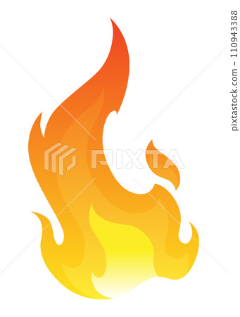 Fire flame icon. Cartoon heat wildfire or bonfire, burn power fiery. Power light energy silhouette. Campfire element in flat style. Isolated vector illustration 110943388