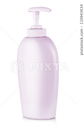 Pink tube bottle of shampoo, conditioner, hair rinse isolated on a white background with reflection 110943634