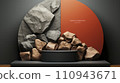 AI-generated content. Stone podium for display product. Background for cosmetic product branding, identity and packaging. 110943671