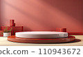 AI-generated content. Stone podium for display product. Background for cosmetic product branding, identity and packaging. 110943672