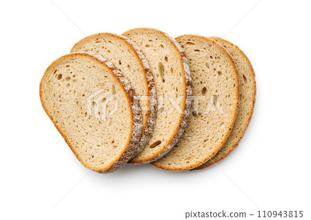 Slices of fresh bread isolated on white background. Slices of fresh bread isolated on white background. 110943815