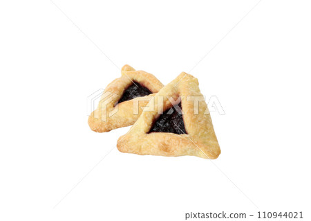 PNG, a traditional cookie for the holiday of Purim, isolated on a white background. 110944021