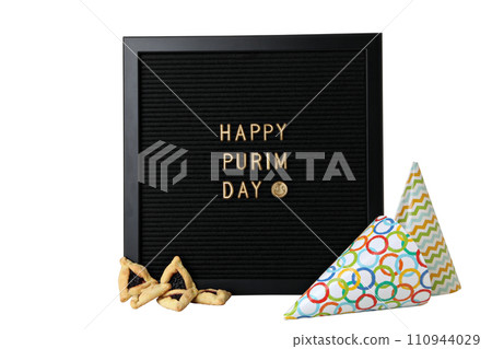 PNG, traditional symbols for Purim holiday, isolated on white background. PNG, traditional symbols for Purim holiday, isolated on white background. 110944029