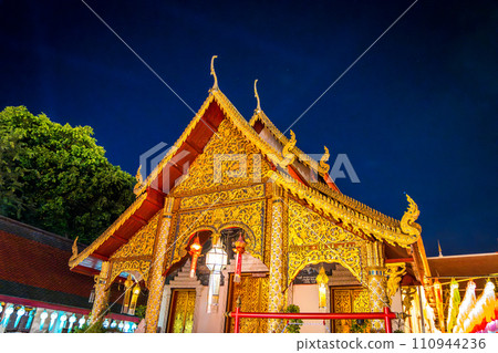Wat Phra That Haripunchai Woramahawihan during Loy Krathong festival, in Lapmhun, Thailand Wat Phra That Haripunchai Woramahawihan during Loy Krathong festival, in Lapmhun, Thailand 110944236