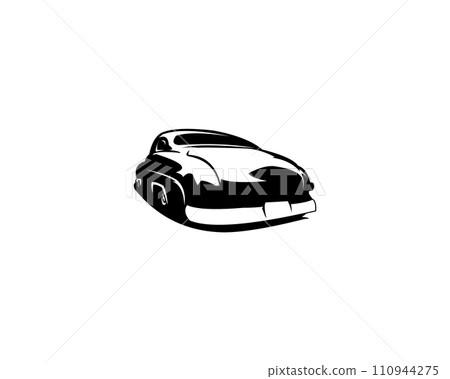 1949 mercury caupe car logo. isolated on white background rear view. best for badges and emblems. 110944275