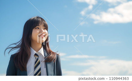 穿校服的女學生AI生成圖像 110944363