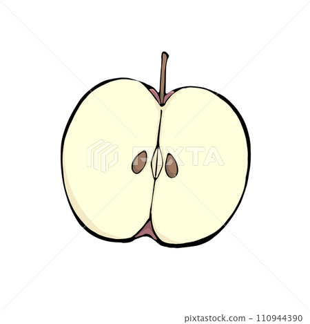 一個蘋果切成兩半的插圖 一個蘋果切成兩半的插圖 110944390