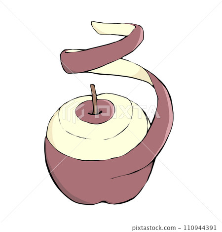 被削皮的蘋果的插圖 被削皮的蘋果的插圖 110944391