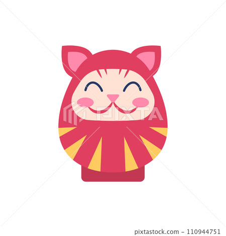 Cartoon Color Japanese Toy Daruma Neko Flat Design Style Isolated on a White Background . Vector illustration of Traditional Doll Bodhidharma Cartoon Color Japanese Toy Daruma Neko Flat Design Style Isolated on a White Background . Vector illustration of Traditional Doll Bodhidharma 110944751