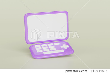 3d purple laptop computer monitor isolated. minimal concept, 3d render illustration 110944803