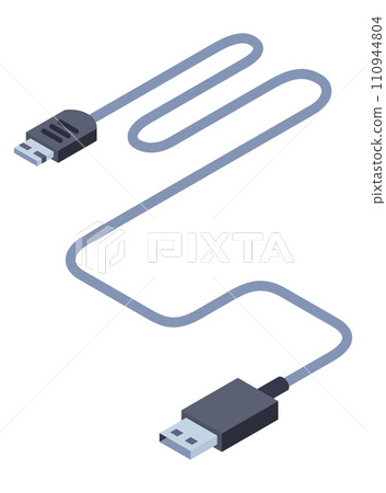 Charger isometric icon. USB socket plug in. Mobile phone charger, charging equipment. Vector illustration for web design isolated on white background Charger isometric icon. USB socket plug in. Mobile phone charger, charging equipment. Vector illustration for web design isolated on white background 110944804