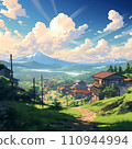 Rural landscape overlooking the mountains AI image 110944994