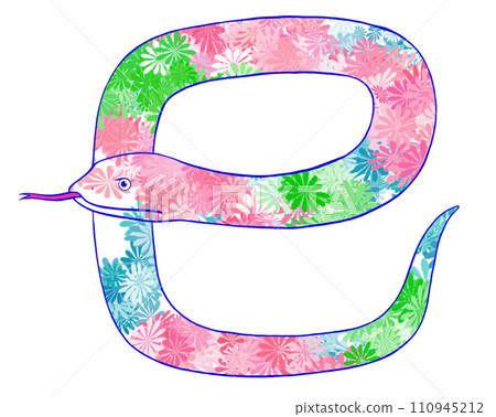 Year of the Snake New Year's card parts illustration characters Year of the Snake New Year's card parts illustration characters 110945212