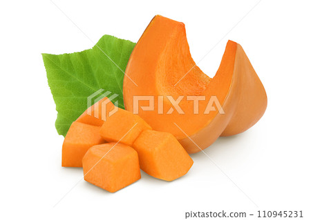 Fresh orange pumpkin isolated on white background with full depth of field Fresh orange pumpkin isolated on white background with full depth of field 110945231
